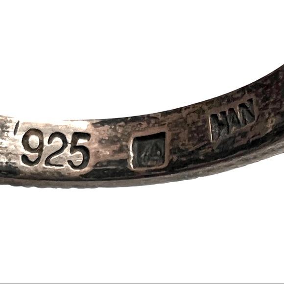 Vintage Sterling Silver Red White & Blue Paved Gemstone Stackable Band Rings - Picture 4 of 7